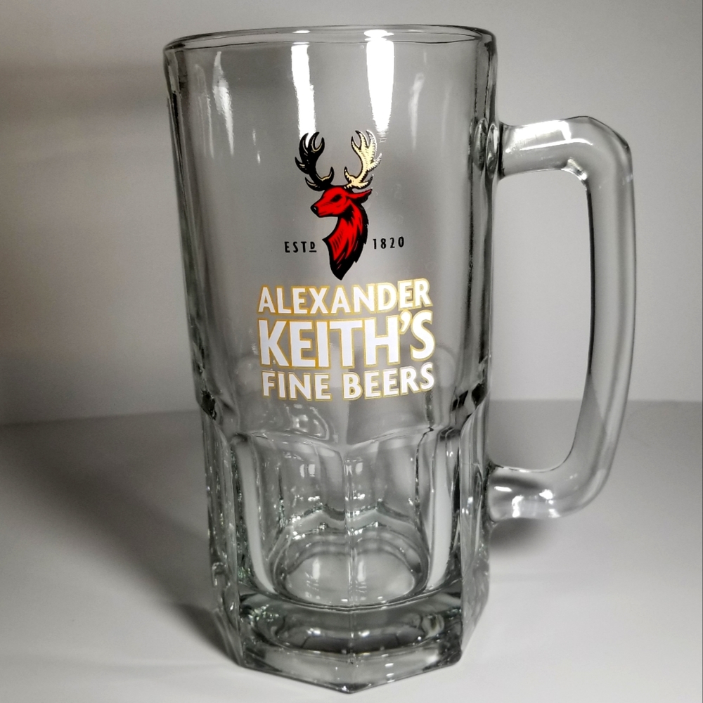 Alexander Keith's IPA Large 8inch 32Oz. Heavy Glass Mug Logo'd.